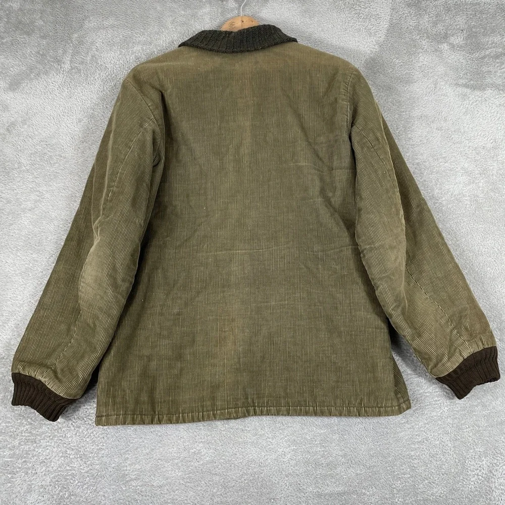 Vintage Corduroy Jacket Mens Medium Green Workwear Barn Coat 80s Sherpa Lined